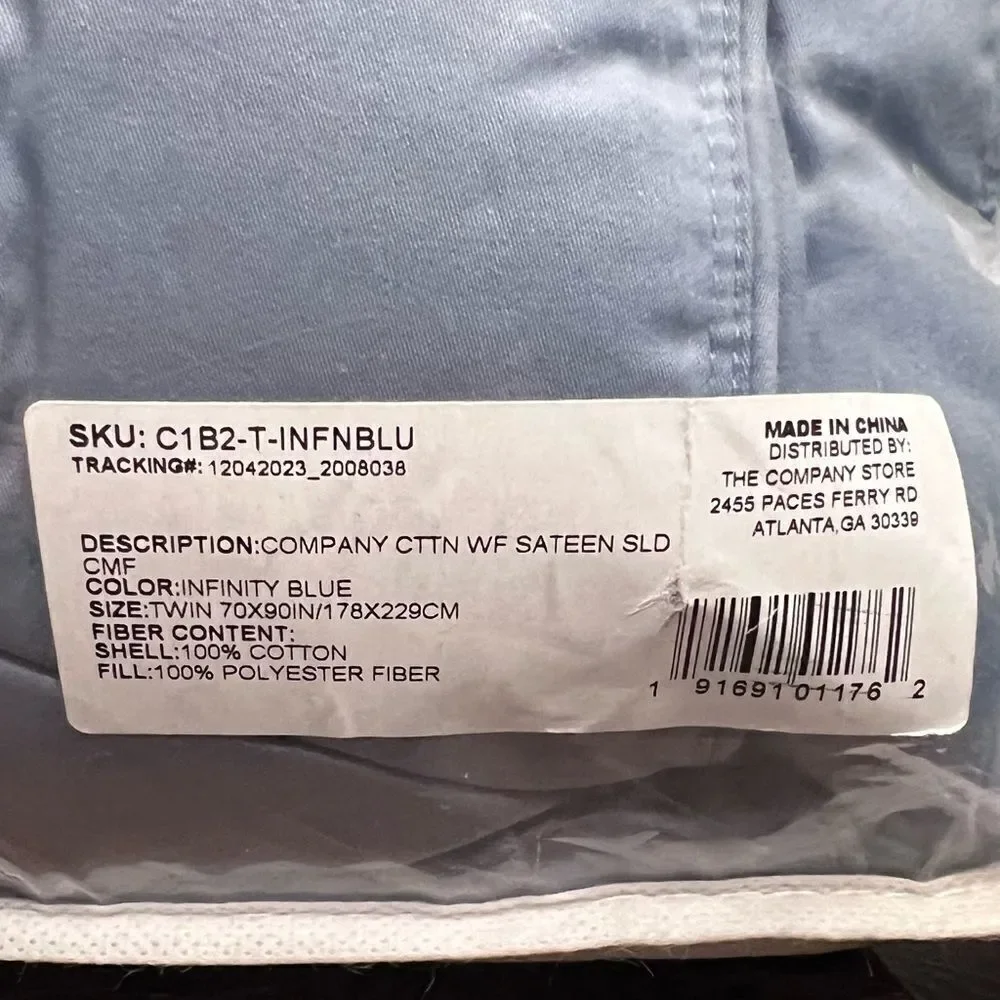 The Company Store Cotton Classic Smooth Wrinkle-Free Sateen Comforter. New!